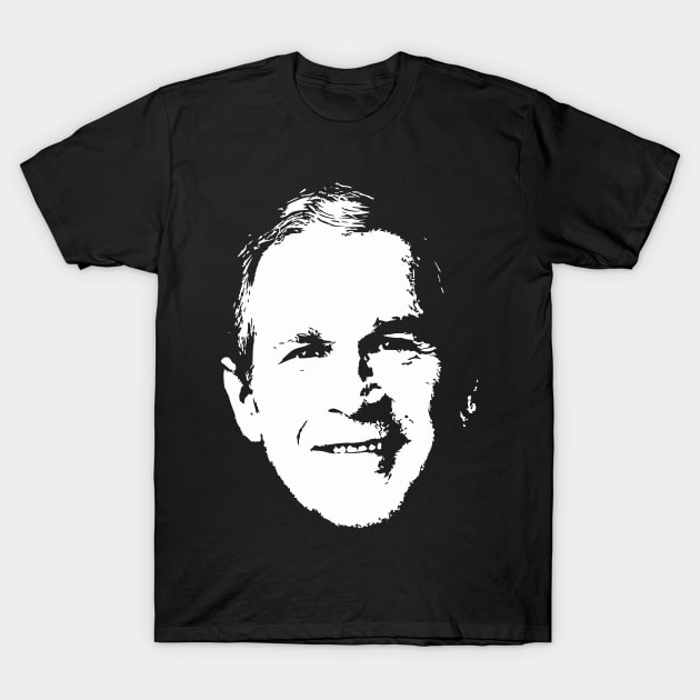 George Bush White On black Pop Art T-Shirt by Nerd_art